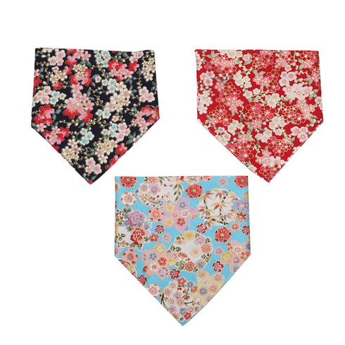 Dog Bandana Flower Print Triangle Scarf
